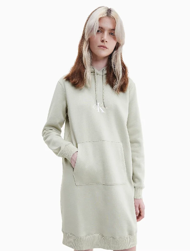 Calvin Klein Monogram Logo Repreve Hoodie Dress - Women Hoodie with Logo Branding Identity