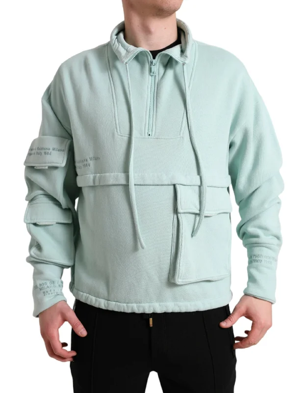 Chic Mint Green Pullover Sweater Bell Sleeve Stylish