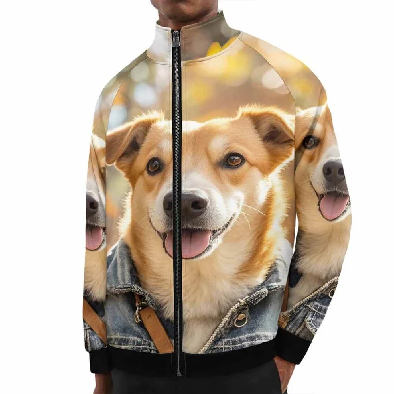 Fall Happy Puppy Collar Zip-Up Jacket Zippered Jacket Buttoned Jacket Snapped Jacket Fall Happy Puppy Collar Zip-Up Jacket Zippered Jacket Buttoned Jacket Snapped Jacket