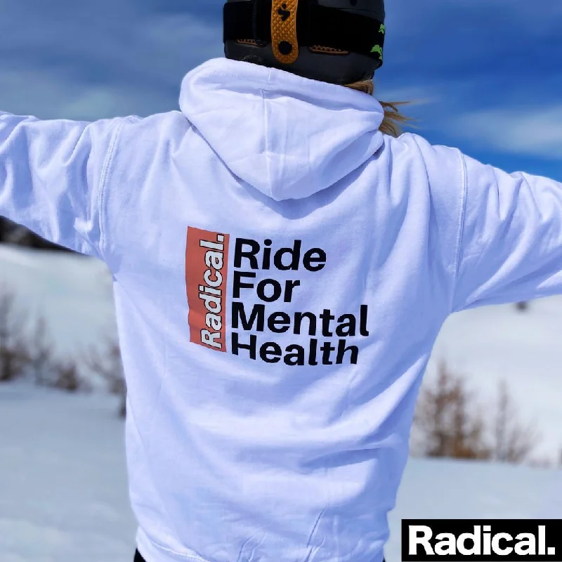 Radical. RIDE FOR MENTAL HEALTH hoodie, unisex - White Hoodie with Illustration Artistic Creative