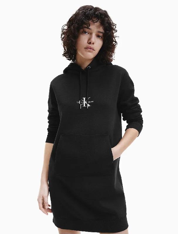 Calvin Klein Monogram Logo Repreve Hoodie Dress - Women Hoodie with Elastic Cuffs Stretchable Comfortable Calvin Klein Monogram Logo Repreve Hoodie Dress - Women Hoodie with Elastic Cuffs Stretchable Comfortable