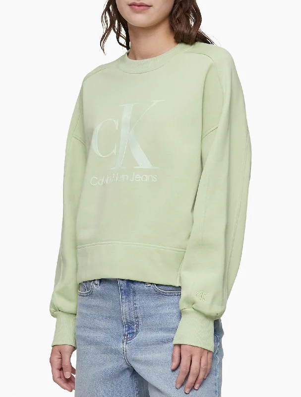 Calvin Klein Gel Monogram Logo Pullover Sweatshirt - Women Hoodie with Zipper Placket Modern Functional