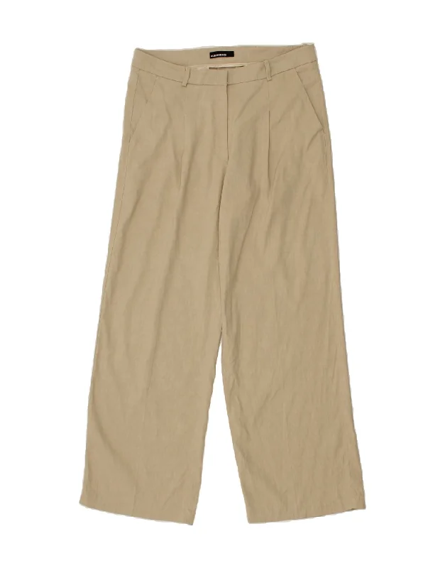 VINTAGE Womens Wide Leg Chino Trousers W36 L33 Beige Trousers Modern Contemporary