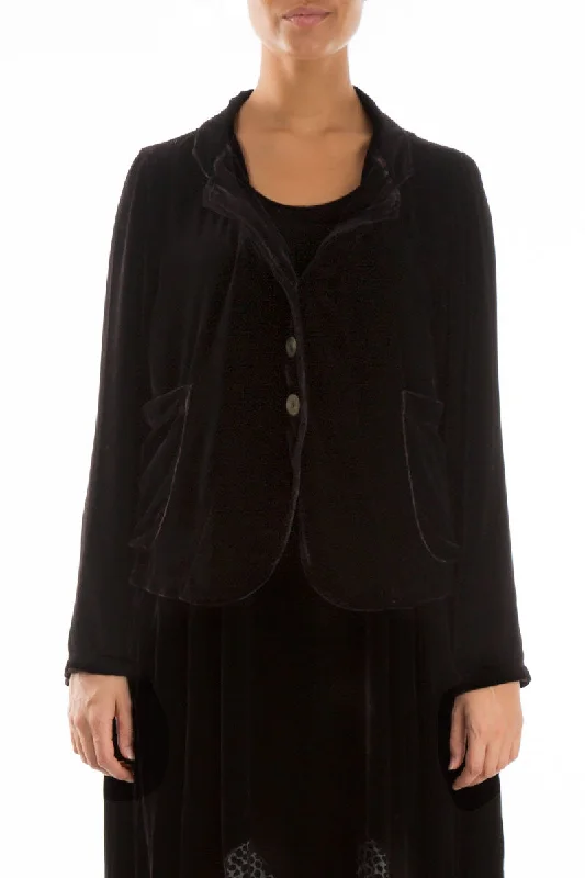 Buttoned Ash Silk Velvet Jacket Oversized Jacket Tailored Jacket Straight Jacket