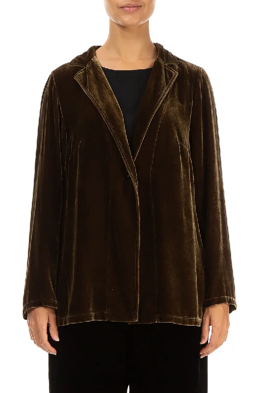 Collar Golden Sage Silk Velvet Jacket Fitted Jacket Loose Jacket Oversized Jacket