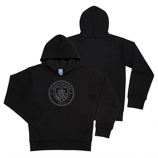 Manchester City Blackout Unisex Youth Cotton Pullover Hoodie Deep Neck Pullover