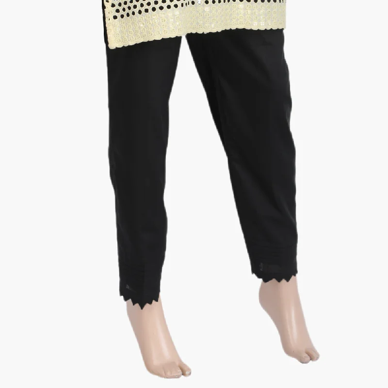 Women's Woven Trouser - Black Trousers Evening Elegant