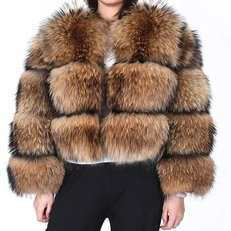FZ Women's Luxury Thick Real Natural Fox Fur Jacket V-Neck Jacket Boat Neck Jacket Square Neck Jacket FZ Women's Luxury Thick Real Natural Fox Fur Jacket V-Neck Jacket Boat Neck Jacket Square Neck Jacket