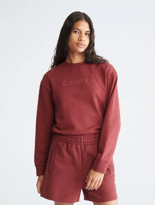 Calvin Klein Relaxed Fit Standard Logo Crewneck Sweatshirt - Women Graphic Hoodie Design Print Calvin Klein Relaxed Fit Standard Logo Crewneck Sweatshirt - Women Graphic Hoodie Design Print