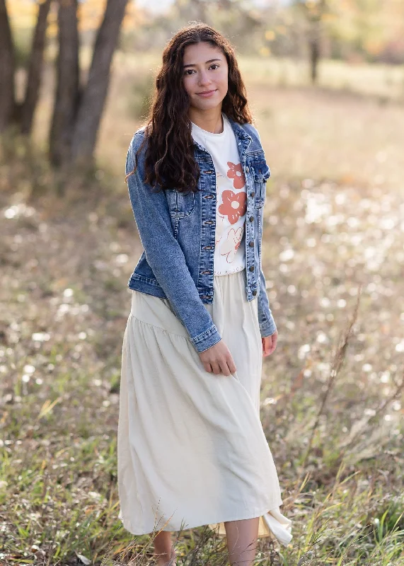 Beige Asymmetric Seam Midi Skirt- FINAL SALE tiered skirt playful