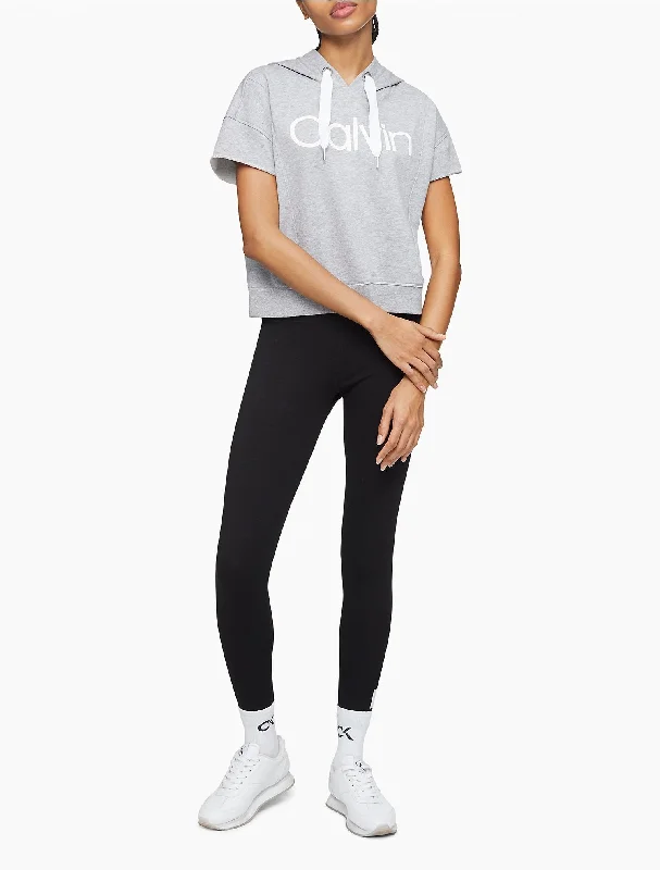 Calvin Klein Performance Logo Cap Sleeve Hoodie - Women Hoodie with Hidden Zipper Minimalist Clean Calvin Klein Performance Logo Cap Sleeve Hoodie - Women Hoodie with Hidden Zipper Minimalist Clean