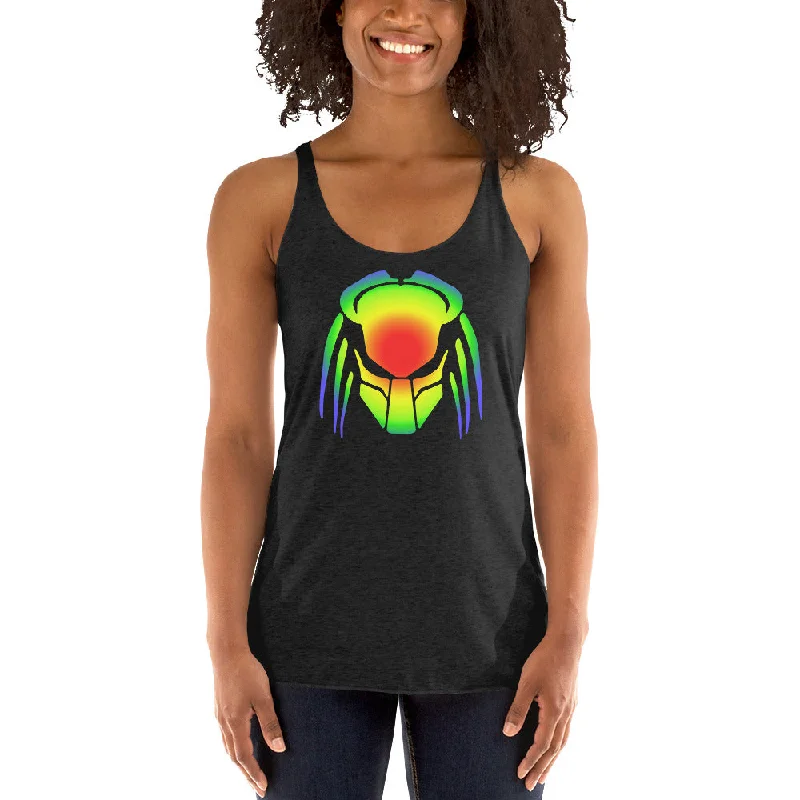 Heat Vision Predator Alien Hybrid Predalien Creature Women's Racerback Tank Top Shirt summer tank top Heat Vision Predator Alien Hybrid Predalien Creature Women's Racerback Tank Top Shirt summer tank top