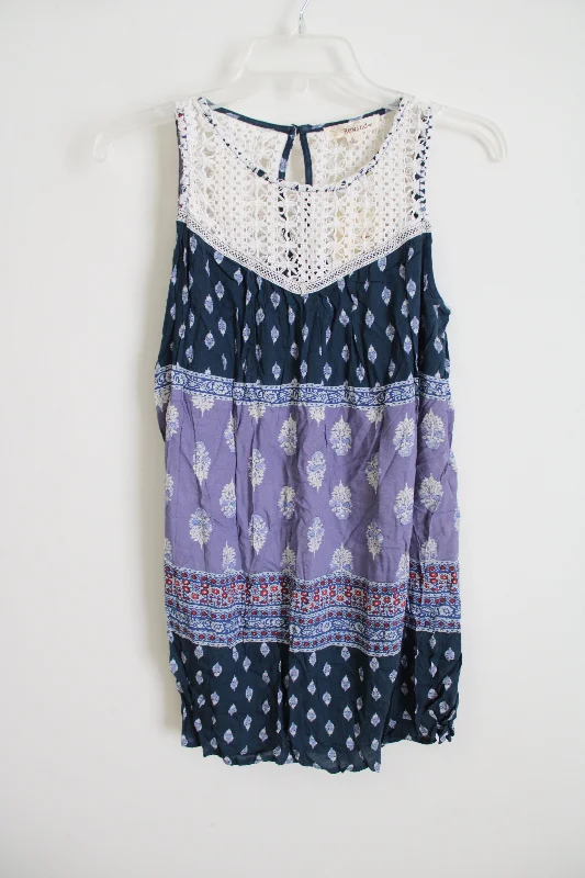Rewind Blue Tunic Tank | S cropped tank top