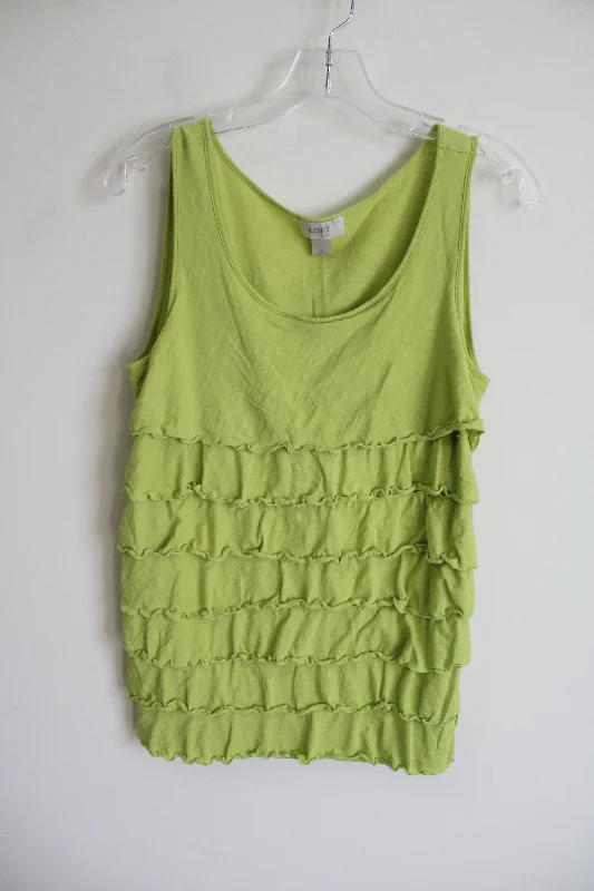 LOFT Green Ruffle Tank | M layering tank top