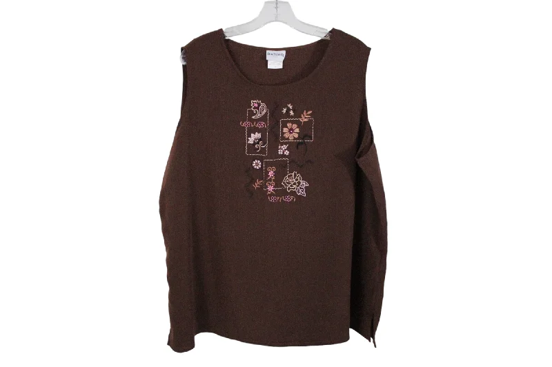 Bonworth Brown Embroidered Tank | XL cozy tank top