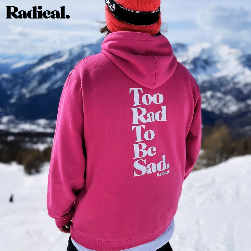 Radical. TOO RAD TO BE SAD Hoodie, unisex - Berry Hoodie with Color Block Contrast Stylish Radical. TOO RAD TO BE SAD Hoodie, unisex - Berry Hoodie with Color Block Contrast Stylish