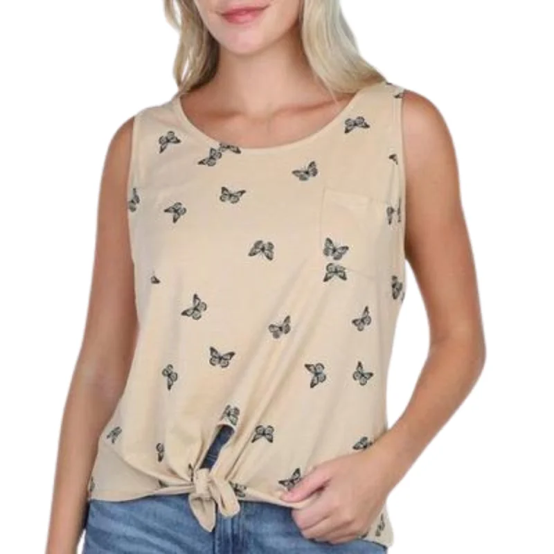 REBELLIOUS ONE - Printed Tie-Hem Tank Top tie dye tank