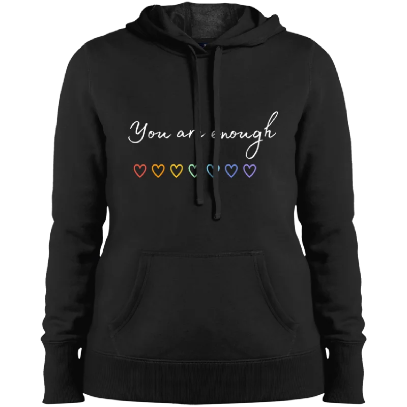 You Are Enough Pullover Hooded Sweatshirt Spaghetti Sleeve Top