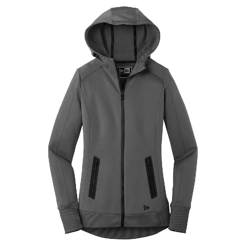 New Era Women's Graphite Venue Fleece Full-Zip Hoodie Hoodie with V-Neck Classic Versatile New Era Women's Graphite Venue Fleece Full-Zip Hoodie Hoodie with V-Neck Classic Versatile