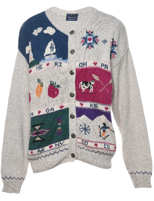 Woolrich Animal Design Christmas Cardigan - L Neon metallic Matte