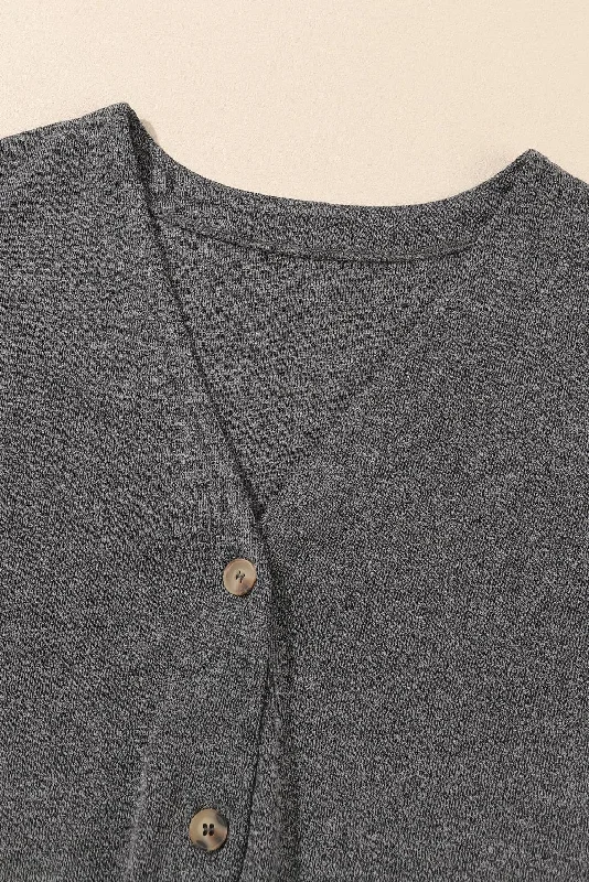 Gray Cardigan Mesh Blend Leather Blend Suede Blend