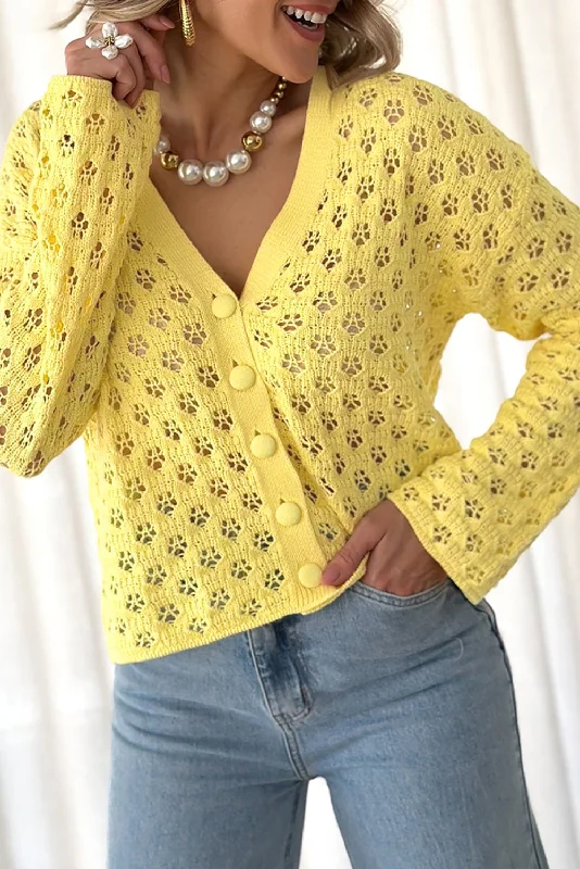 Pointelle Knit V Neck Sweater Cardigan Mesh Cardigan Canvas Denim