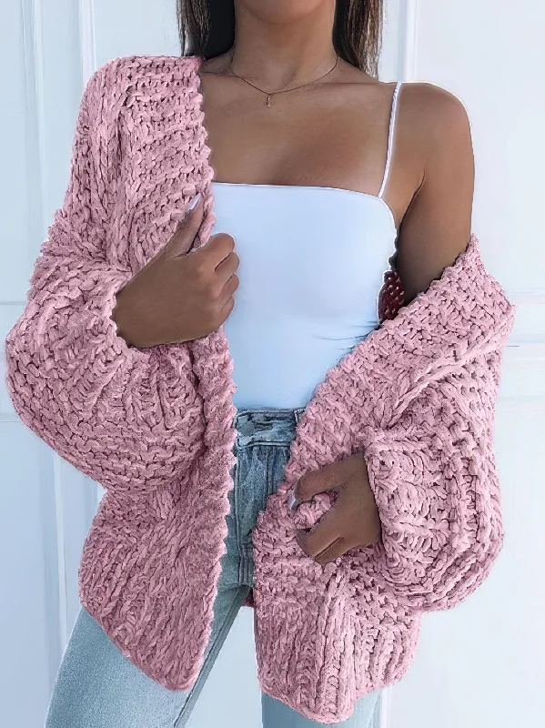 Chunky Knit Cardigan Sweater Sequined Glittery Shiny
