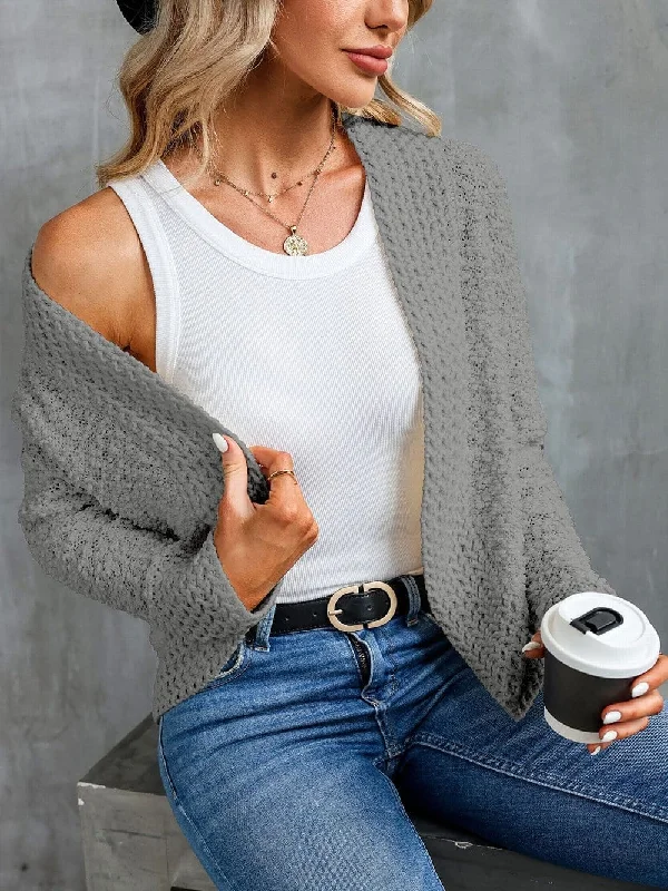 Textured Knit Long Sleeve Cardigan Oversized Loose Flowy