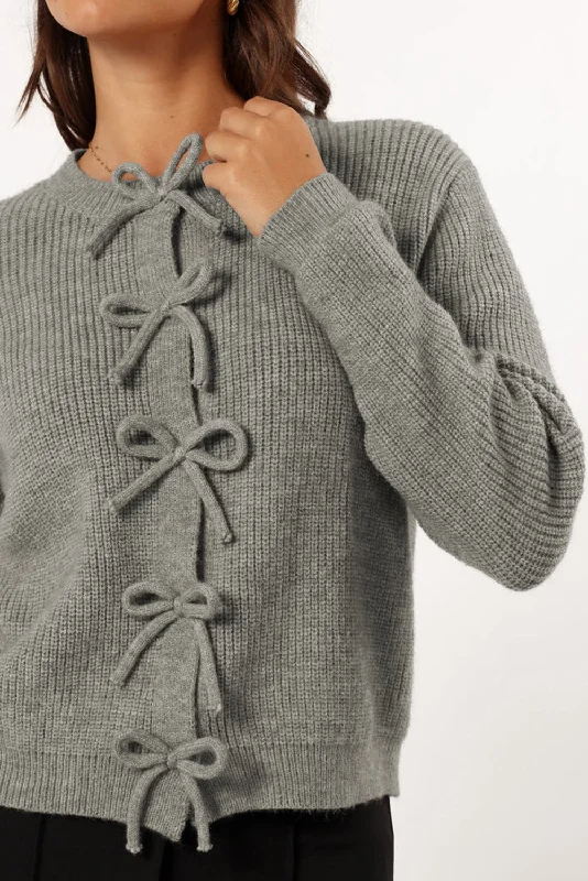 Ribbed Knit Bow Front Buttoned Cardigan Slim Fit Regular Fit Oversized