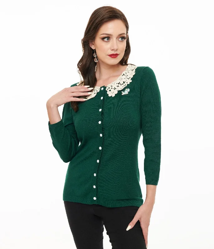 The Golden Girls x Unique Vintage Green & White Lace Sophia Bookworm Cardigan Knit Fabric Woven Fabric Fleece Fabric The Golden Girls x Unique Vintage Green & White Lace Sophia Bookworm Cardigan Knit Fabric Woven Fabric Fleece Fabric