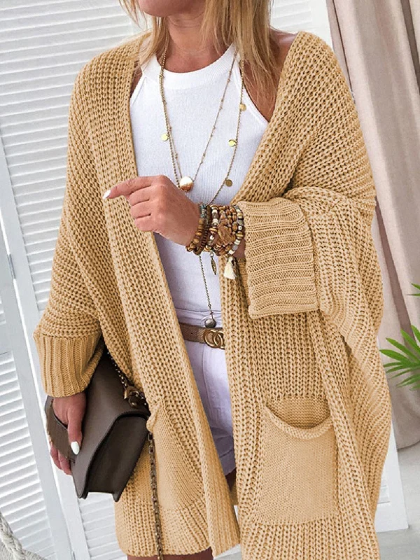 Apricot Cozy Batwing Sleeve Knit Cardigan Oversized Loose Flowy