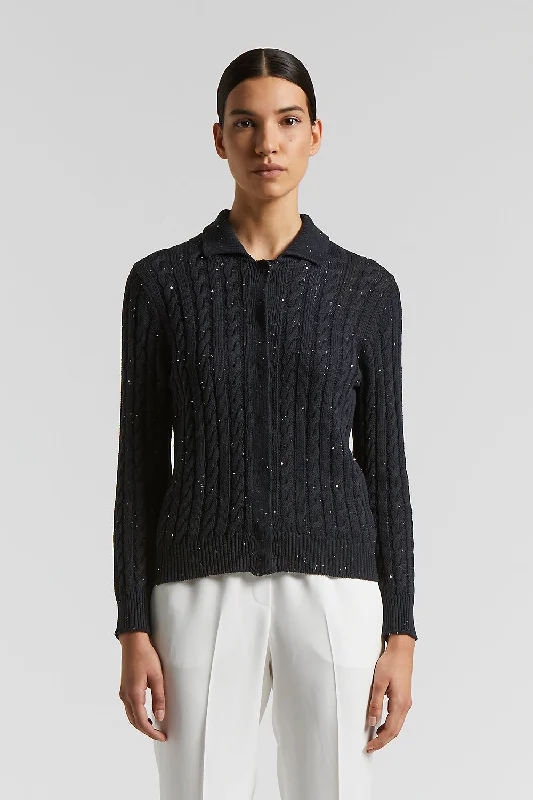 Pure cotton cordonnet cardigan with sequins Elegant Classic Vintage