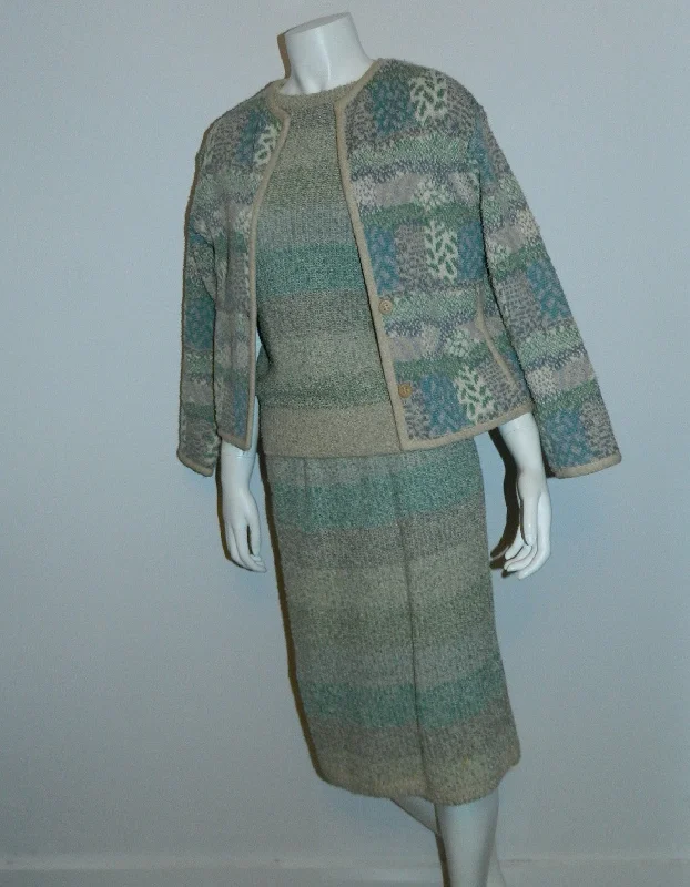 vintage MISSONI knit suit / 1980s pencil skirt sweater cardigan jacket / boucle weave S Solid Color Striped Floral Print vintage MISSONI knit suit / 1980s pencil skirt sweater cardigan jacket / boucle weave S Solid Color Striped Floral Print