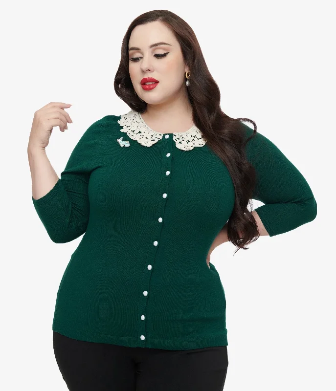 The Golden Girls x Unique Vintage Plus Size Green & White Lace Sophia Bookworm Cardigan Welt Pockets Slit Pockets Flap Pockets The Golden Girls x Unique Vintage Plus Size Green & White Lace Sophia Bookworm Cardigan Welt Pockets Slit Pockets Flap Pockets