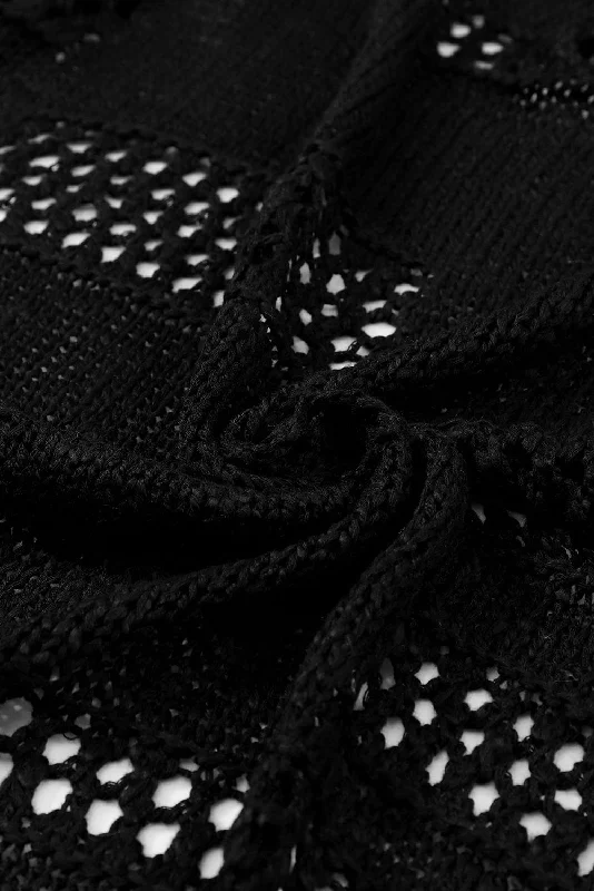 Black Knit Cardigan Nylon Fabric Polyester Fabric Spandex Fabric