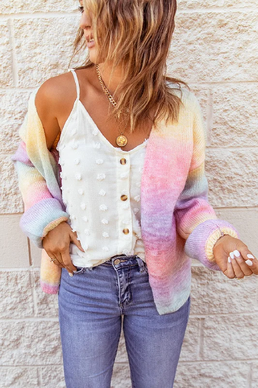 Ombre Tie-dye Drop Shoulder Cardigan Machine Wash Dry Clean Hand Wash