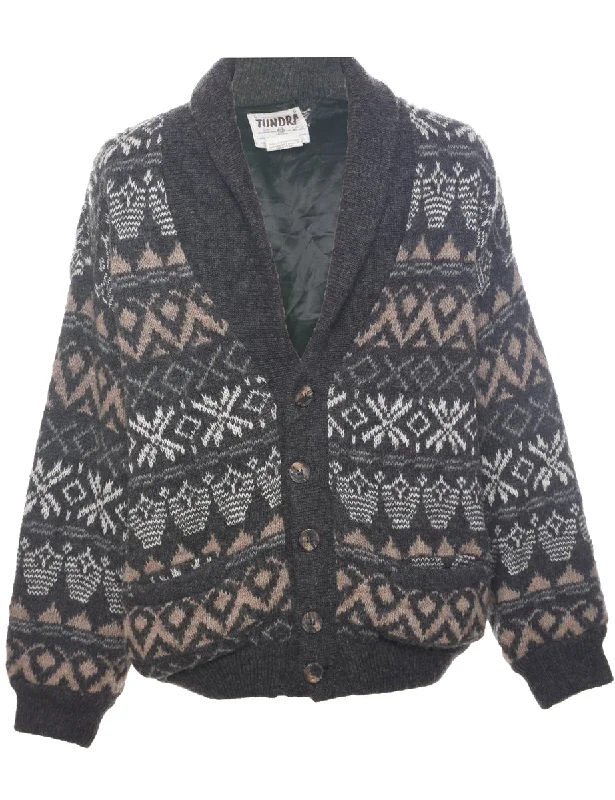Wool Nordic Cardigan - L Transparent Opaque Sheer