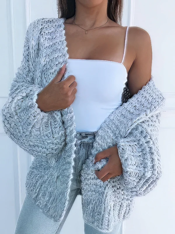 Cozy Loose-Fit Cardigan Embroidered Appliqued Beaded