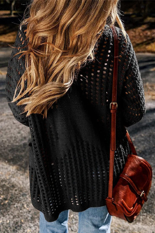3/4 Sleeve Knit Cardigan Print Jacquard Patchwork