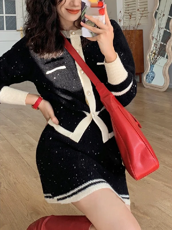 Vintage Knitted Sweater Suits Women 2023 Spring Casual 2 Piece Dress Set Office Lady Elegant Y2k Clothing Korea Fashion Cardigan Slim Fit Regular Fit Oversized Vintage Knitted Sweater Suits Women 2023 Spring Casual 2 Piece Dress Set Office Lady Elegant Y2k Clothing Korea Fashion Cardigan Slim Fit Regular Fit Oversized