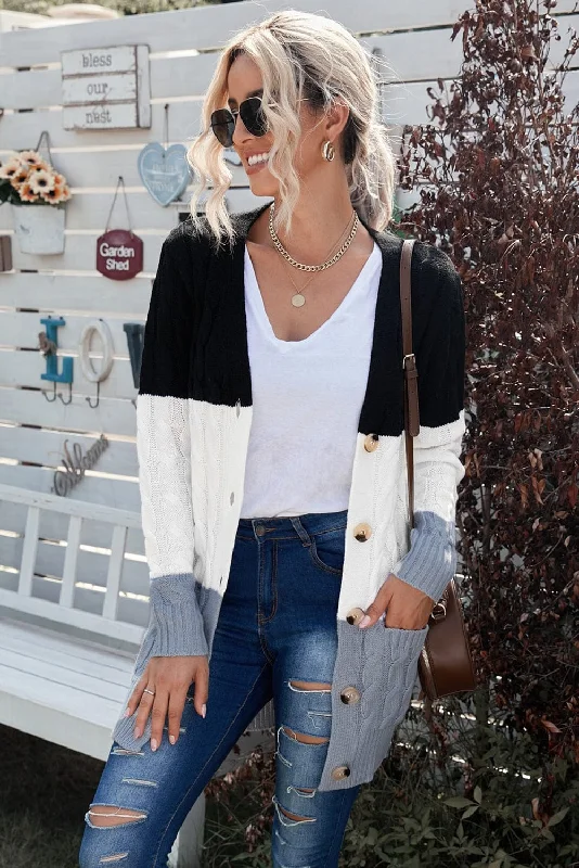 Autumn Winter Warm Cardigan Cable Knit Ribbed Knit Lace Knit