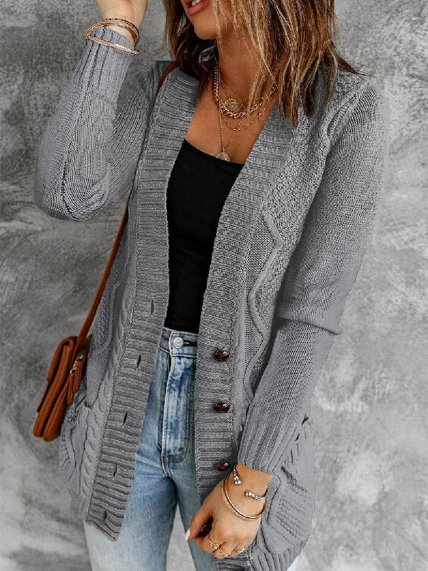 Button-Up Cardigan Collared Crew Neck Turtle Neck
