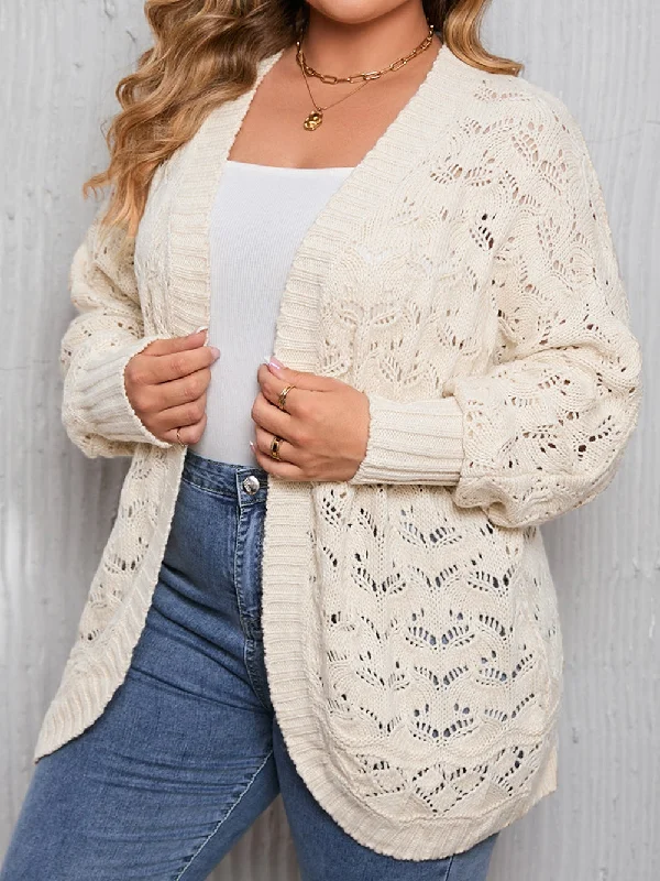 Beige Plus Size Textured Knit Open Ribbed Trim Cardigan Machine Wash Dry Clean Hand Wash Beige Plus Size Textured Knit Open Ribbed Trim Cardigan Machine Wash Dry Clean Hand Wash