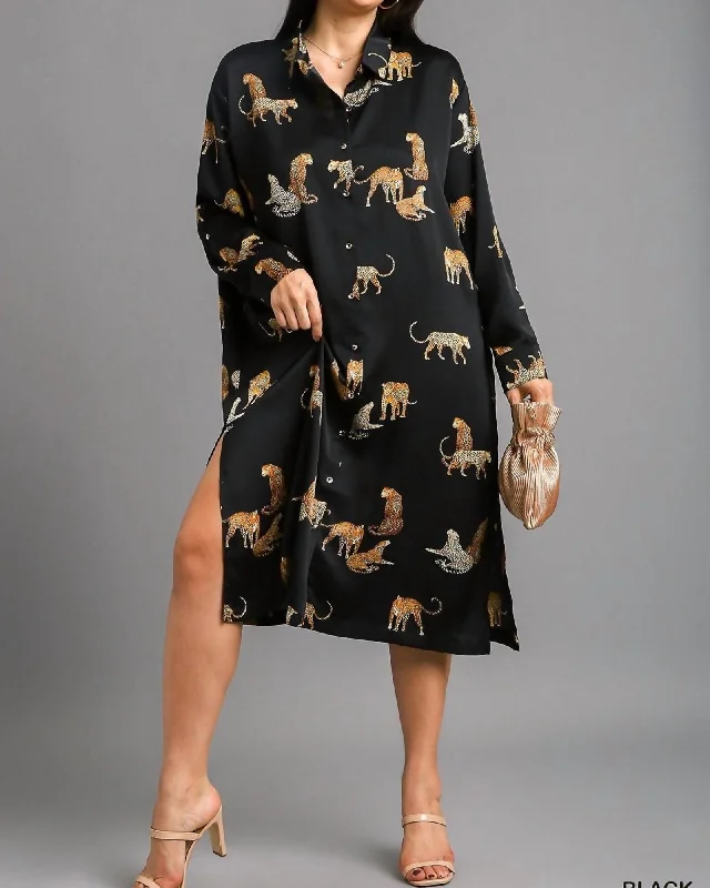 Wild Time Cardigan Dress In Black | Black Tailored Straight A-Line