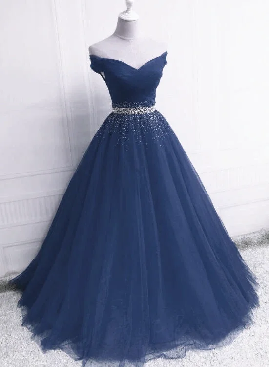 Beautiful Blue Tulle Long Sweetheart Beaded Party Dress, Blue Formal Dress Tunics Ceremony elegant Beautiful Blue Tulle Long Sweetheart Beaded Party Dress, Blue Formal Dress Tunics Ceremony elegant