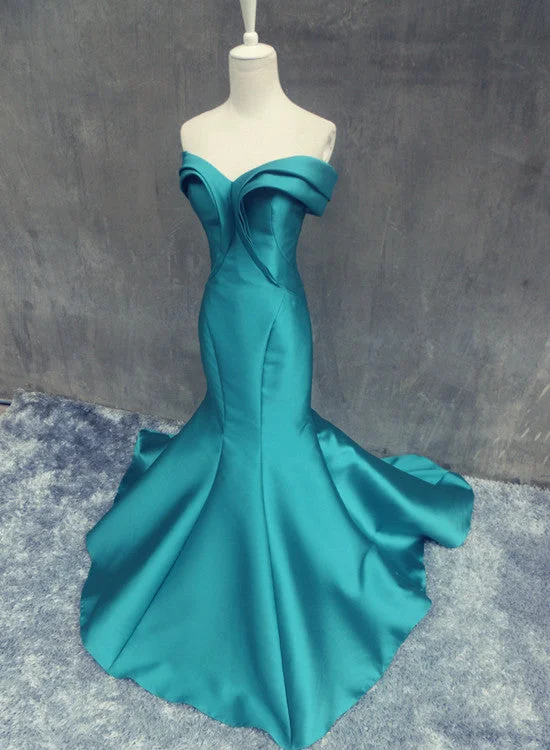 Beautiful Satin Mermaid Prom Dress, Off the Shoulder Long Party Dress Tunics Top Casual Beautiful Satin Mermaid Prom Dress, Off the Shoulder Long Party Dress Tunics Top Casual