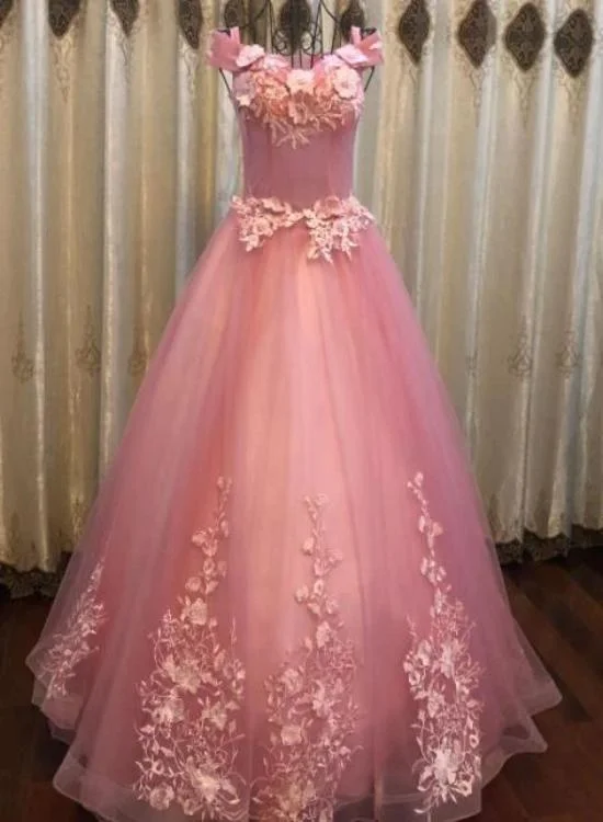 Beautiful Sweetheart Pink Tulle Party Dress, Pink Formal Dresses Pencil Length Work