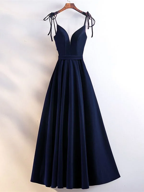 Beautiful Velvet Party Dress, Straps Long Prom Dress empire Waist empire
