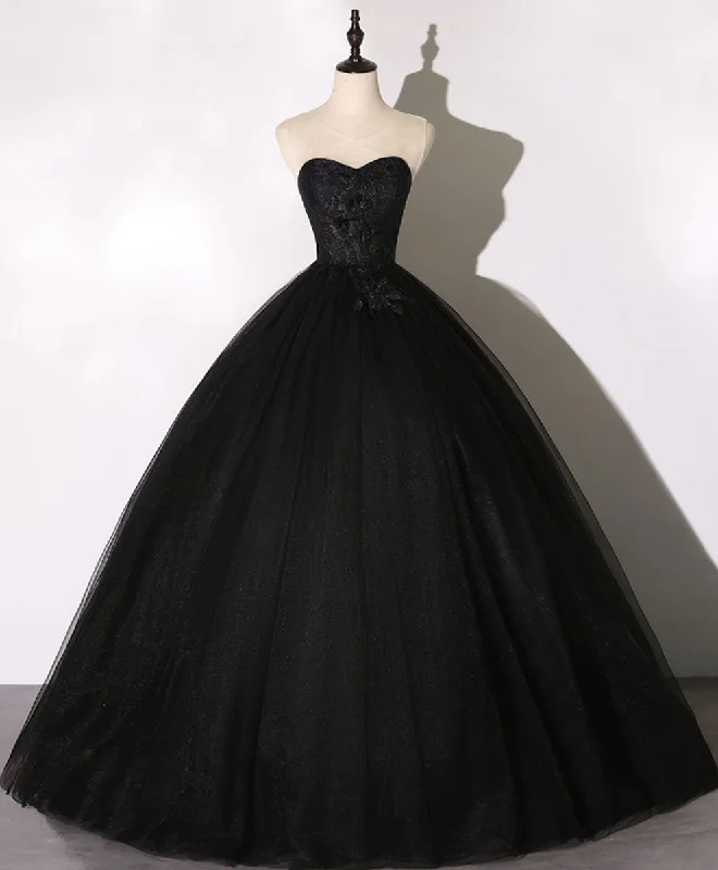 Black Sweetheart Neck Tulle Long Prom Dress Black Evening Dress Tunics Solid Classic Black Sweetheart Neck Tulle Long Prom Dress Black Evening Dress Tunics Solid Classic