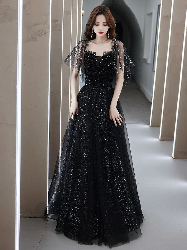 Black Tulle Off Shoulder Tulle Long Prom Dress Black Evening Dress Tunics Denim casual Black Tulle Off Shoulder Tulle Long Prom Dress Black Evening Dress Tunics Denim casual